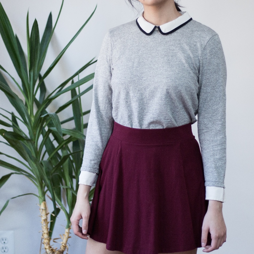 j. crew gray sweater blouse peter pan collar